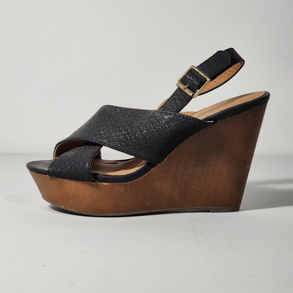 Maurices Wedge Peep Toe Strappy Heels Sandals Shoes Beverly Womens Size 6 - Picture 2 of 8